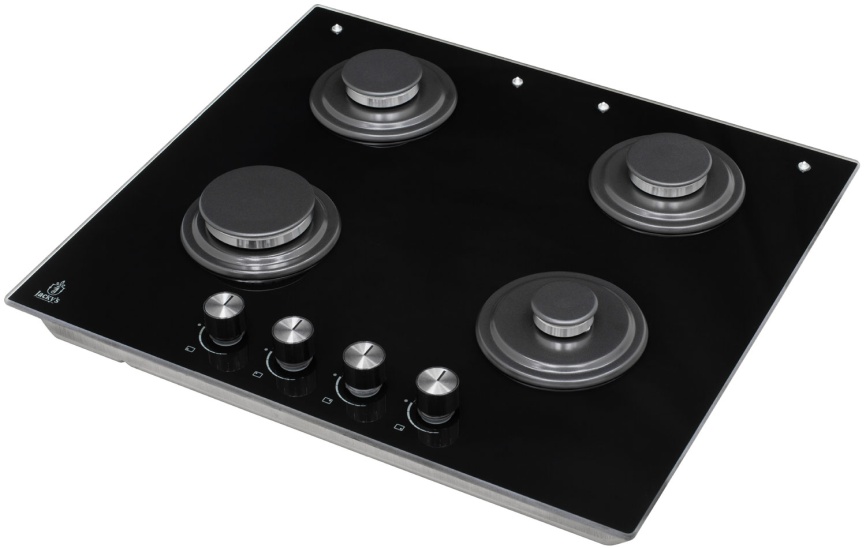 Газовая варочная панель Jacky's JH GB633 58 см, 4 конфорки электроподжиг газконтроль, черный фото 5