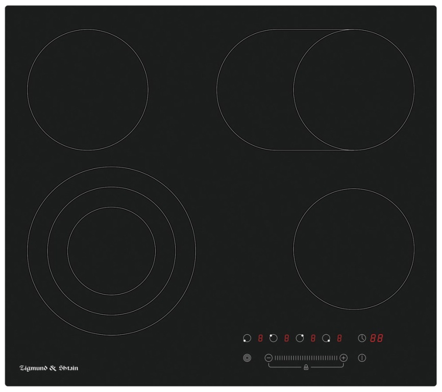 Электрическая варочная панель Zigmund & Shtain CN 38.6 B 59 см, 4 конфорки стеклокерамика, черный фото 1