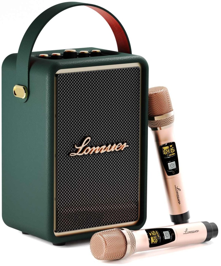 Портативная колонка с двумя микрофонами Lonzuer Running зеленый фото 1