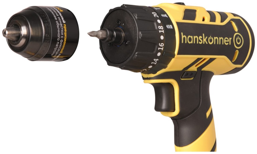 Дрель аккумуляторная Hanskonner HCD1865I 2 акк., 2 Ач, кейс фото 6