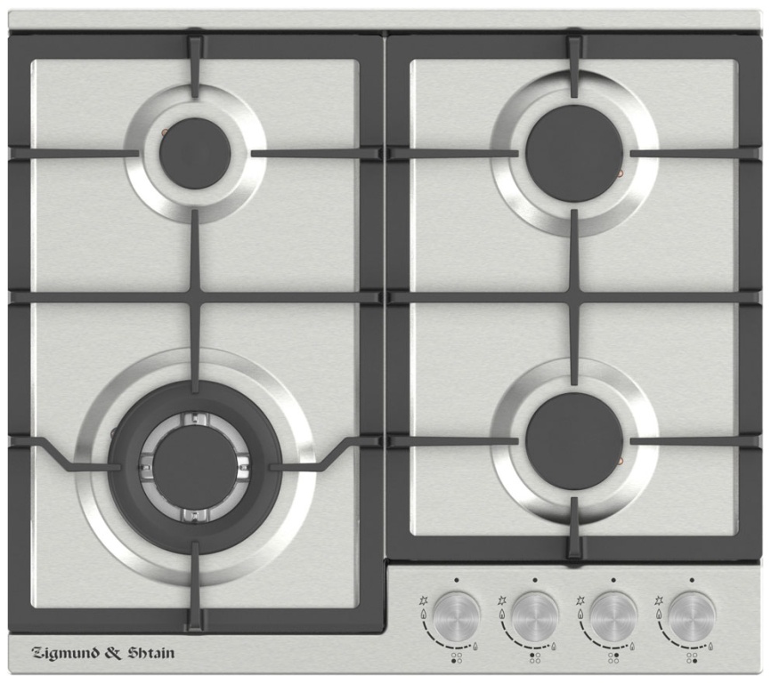 Газовая варочная панель Zigmund & Shtain G 14.6 S 58 см, 4 конфорки электроподжиг газконтроль, серебристый фото 1