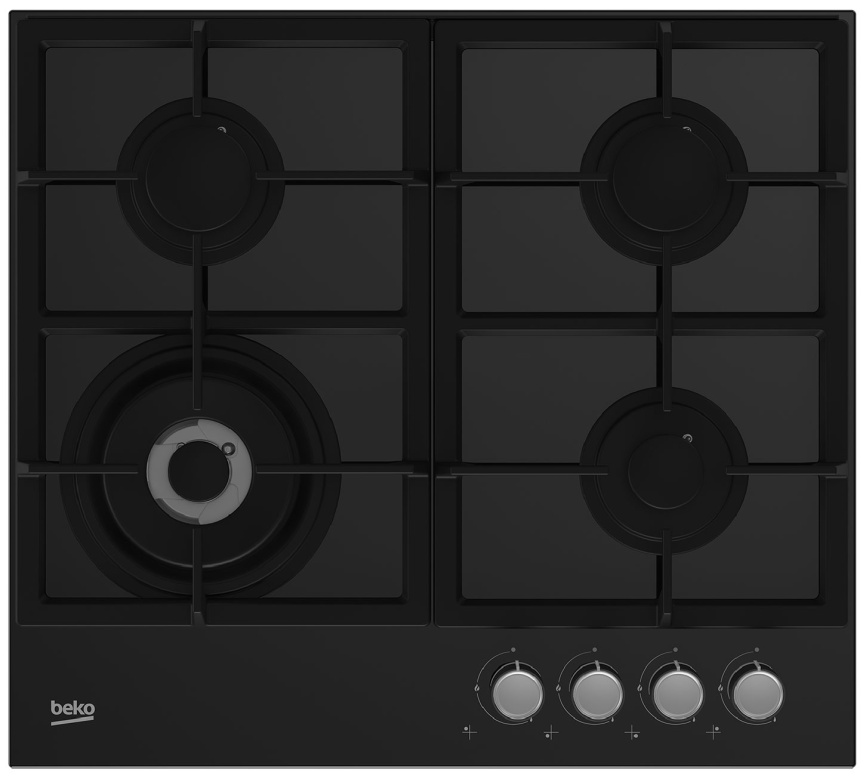 Газовая варочная панель Beko HILW 64225 S 58 см, 4 конфорки электроподжиг газконтроль, черный фото 1