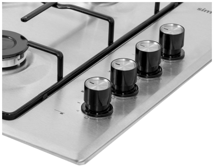 Газовая варочная панель Simfer H 60 Q 40 M 411 60 см, 4 конфорки электроподжиг, серебристый фото 4
