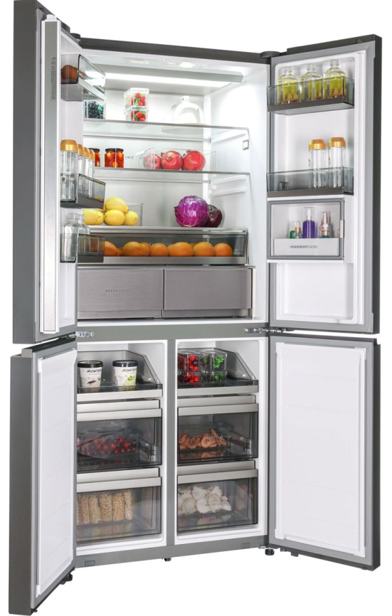 Многокамерный холодильник Hiberg RFQ-610G GS inverter No frost, серый фото 3