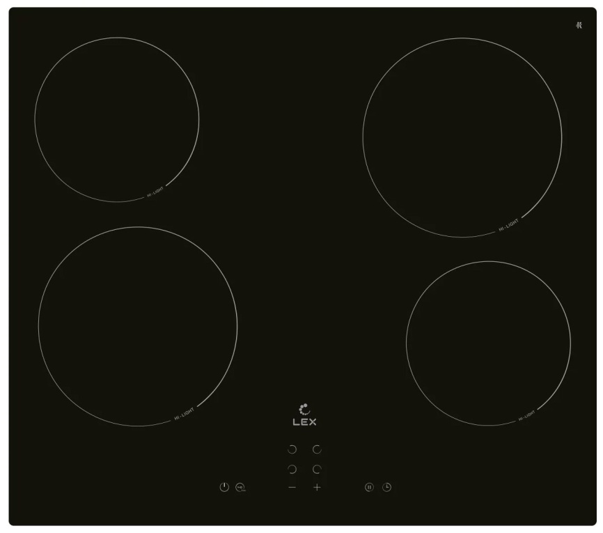 Электрическая варочная панель LEX EVH 640B BL 59 см, 4 конфорки стеклокерамика, черный фото 1