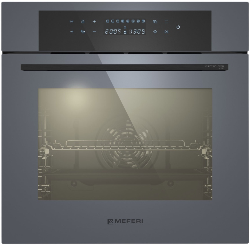Электрический духовой шкаф Meferi MEO6010GR ULTRA 59 см, 65 л гриль конвекция, серый фото 1