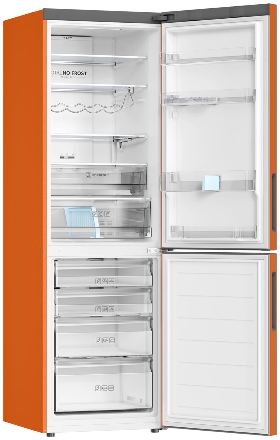 Двухкамерный холодильник Haier C2F636CORGU1 No frost, оранжевый фото 6