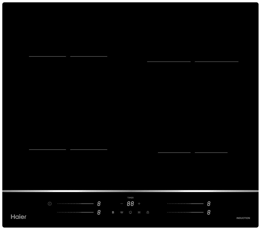 Электрическая варочная панель Haier HHY-Y64WSLB 59 см, 4 конфорки стеклокерамика, черный фото 1