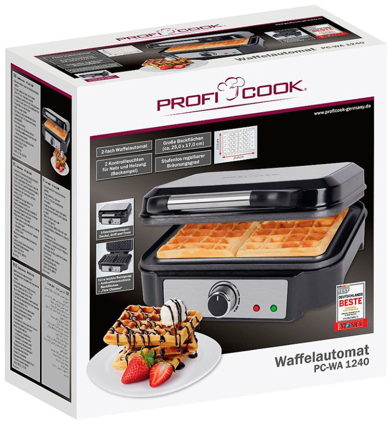 Вафельница Profi Cook PC-WA 1240 inox, термостат, быстрый нагрев фото 3