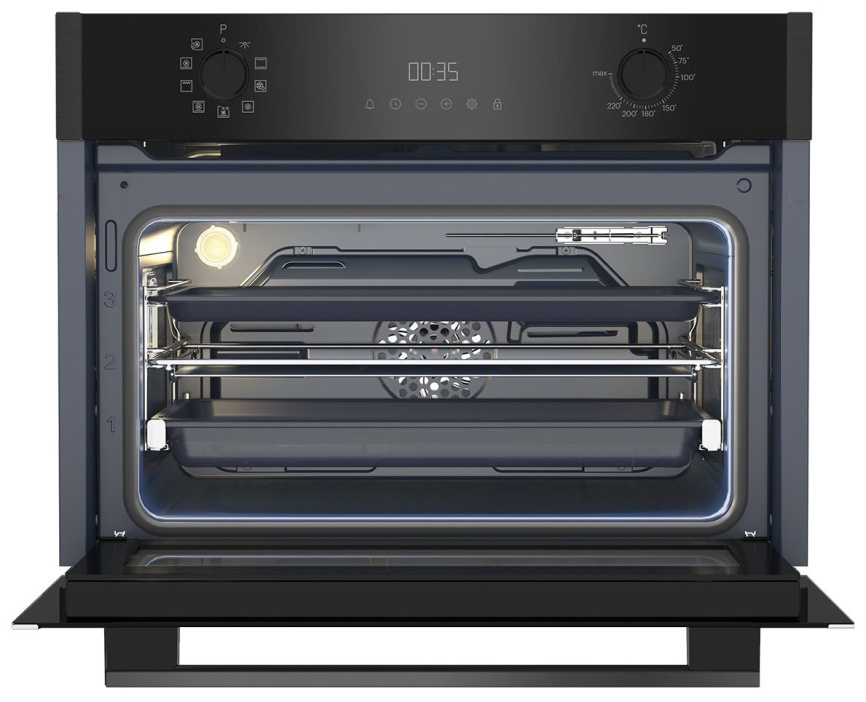 Электрический духовой шкаф Grundig GEKM19300DX 59 см, 48 л, гриль и конвекция, черная сталь фото 4