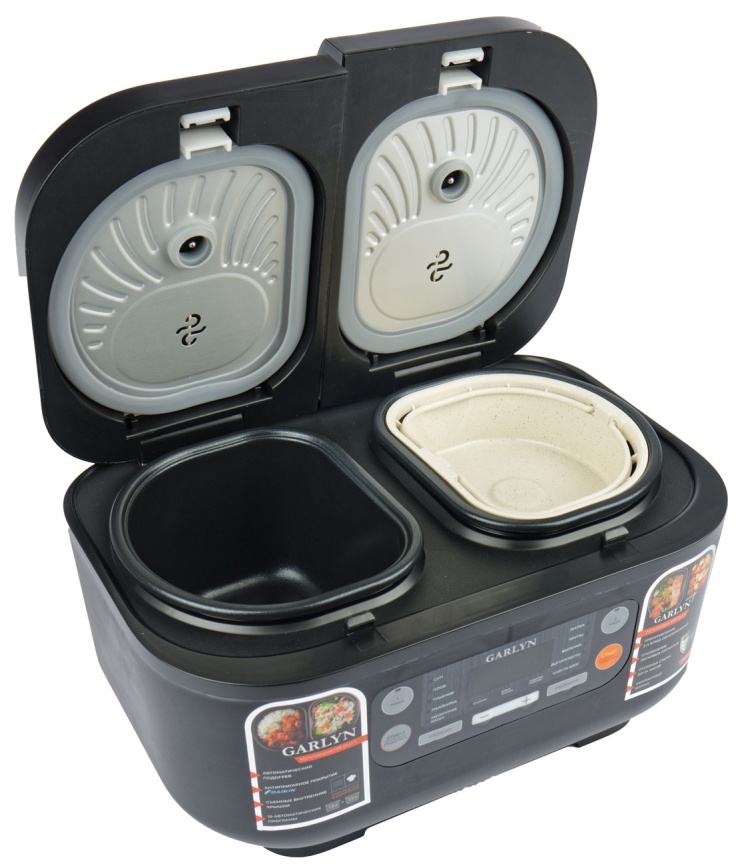 Мультиварка Garlyn MR-Duo 5, две чаши, электронное управление, черный фото 8