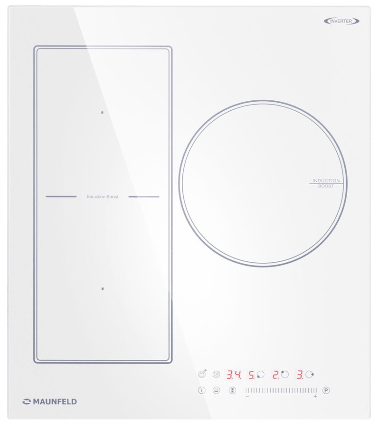 Электрическая варочная панель Maunfeld CVI453SBWH Inverter 45 см, 3 конфорки стеклокерамика, белый фото 1
