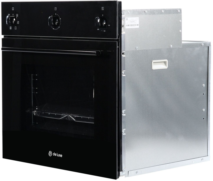 Электрический духовой шкаф De luxe 6006.03 эшв - 033 59 см, 58 л, гриль и конвекция, черное стекло фото 2