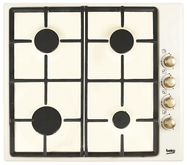 Газовая варочная панель Beko HIZG 64125 CR 58 см, 4 конфорки электроподжиг, белый фото 1