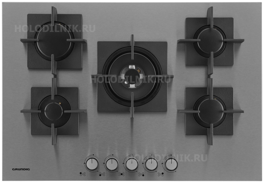 Газовая варочная панель Grundig GIGF 7235220 X 75 см, 5 конфорок электроподжиг газконтроль, серебристый фото 2