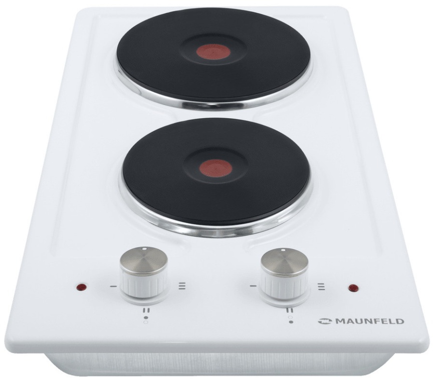 Электрическая варочная панель Maunfeld EEHE.32.4W 29 см, 2 конфорки эмаль, белый фото 2