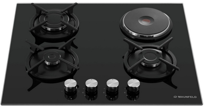 Комбинированная варочная панель Maunfeld EEHG.64.13 CB.KG 59 см, 4 конфорки электроподжиг газконтроль, черный фото 2