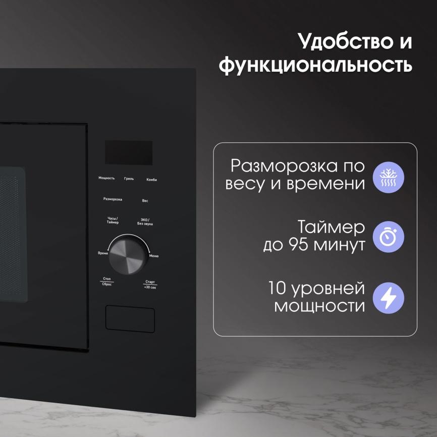 Встраиваемая микроволновая печь СВЧ Zigmund & Shtain BMO 24 B фото 10