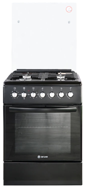 Комбинированная плита De luxe 606040.00гэ-003(кр) 60 см, 64 л, 4 конфорки, черный фото 1