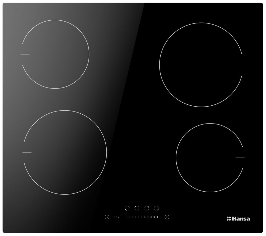 Электрическая варочная панель Hansa BHC633008 59 см, 4 конфорки стеклокерамика, черный фото 1