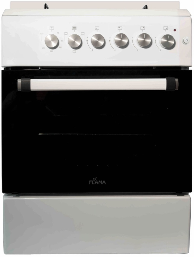 Комбинированная плита Flama FK 1426 W 60 см, 4 конфорки, белый фото 2