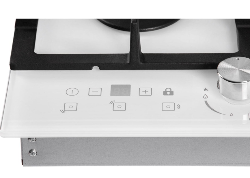 Газовая варочная панель Hiberg VM 4535 W 45 см, 3 конфорки электроподжиг газконтроль, белый фото 9
