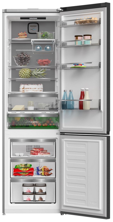 Двухкамерный холодильник Grundig GKPN66930LBW No frost, черный фото 2