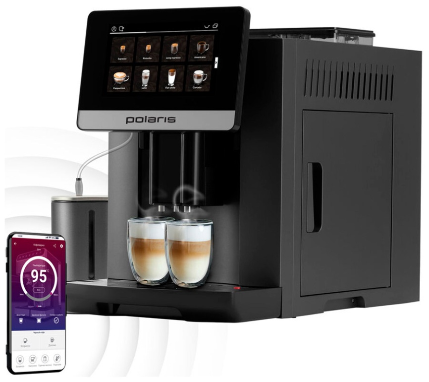 Кофемашина Polaris PACM 2080AC, Wi-Fi IQ Home, (019534), графит фото 6