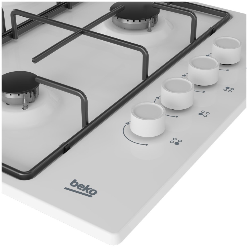 Газовая варочная панель Beko HIGG 64123 SW 61 см, 4 конфорки электроподжиг газконтроль, белый фото 4
