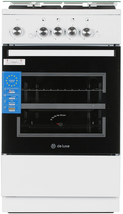 Газовая плита De luxe 5040.42г 50 см, 43 л, 4 конфорки, белый фото 2