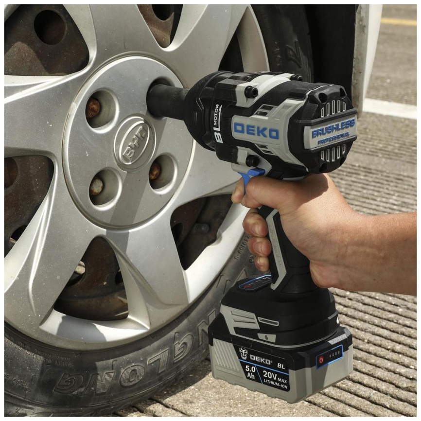 Гайковерт Deko ZKIS20 PRO MAX, в кейсе, черно-синий (083-1089) фото 4