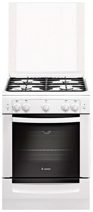 Газовая плита Gefest Брест 6100-01 60 см, 52 л, 4 конфорки, белый фото 1
