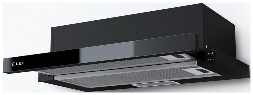 Вытяжка LEX HUBBLE G 600 BLACK 102,5 Вт 2 скорости, клавишное управление, черный фото 1