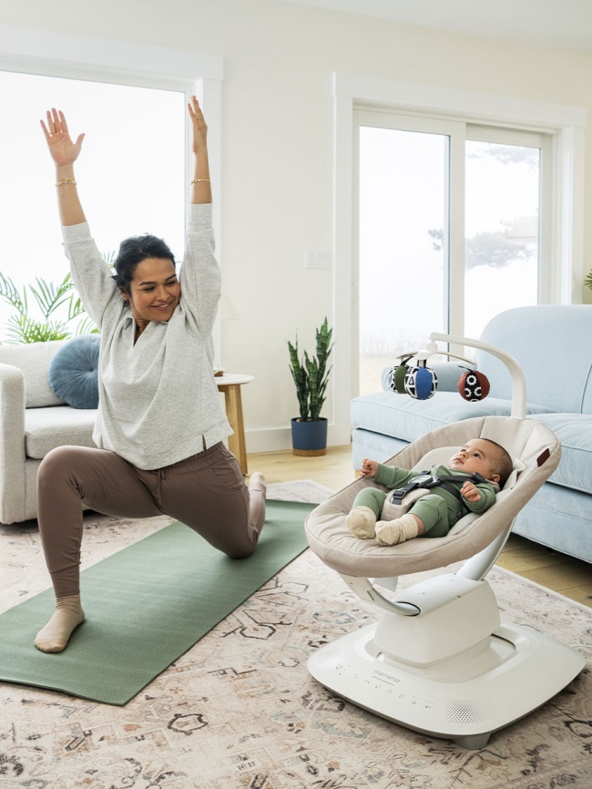 Шезлонг для новорожденных UPPAbaby (4moms) Mamaroo Charlie - Sand Melange (2001-MRO-EU-CHR) фото 9