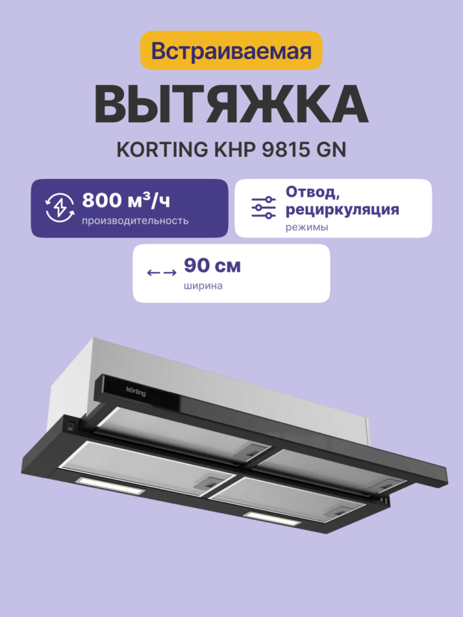 Встраиваемая вытяжка Korting Korting KHP 9815 GN фото 2