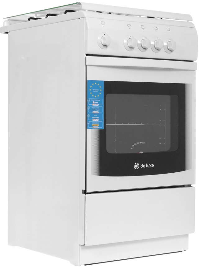 Газовая плита De luxe 506040.05 г 50 см, 54 л, 4 конфорки, белый фото 3