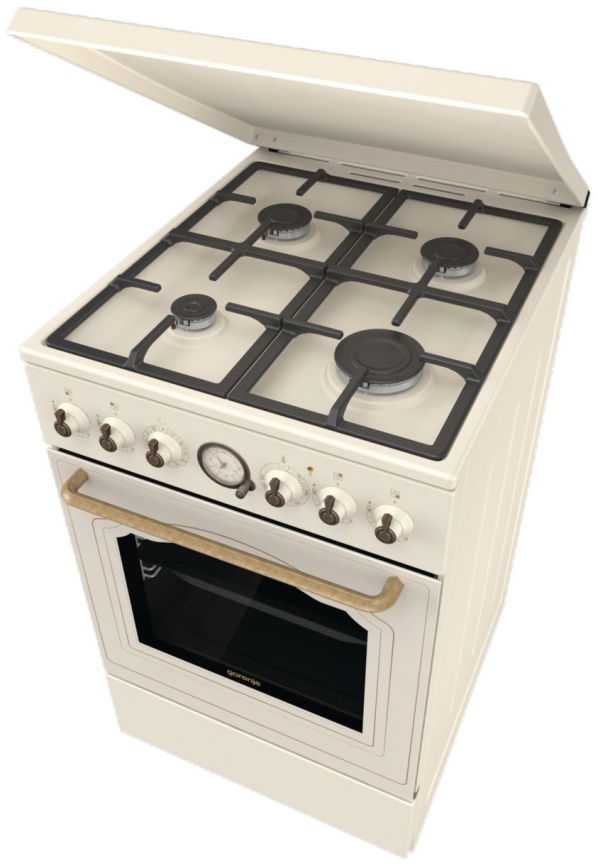 Комбинированная плита Gorenje GKS5B70CLI 50 см, 70 л, 4 конфорки, бежевый фото 2