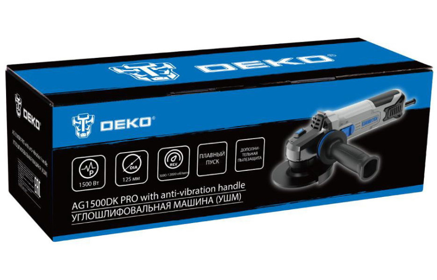 Угловая шлифовальная машина (болгарка) Deko AG1500DK PRO, 125 мм, 1500 Вт (083-1026) фото 5