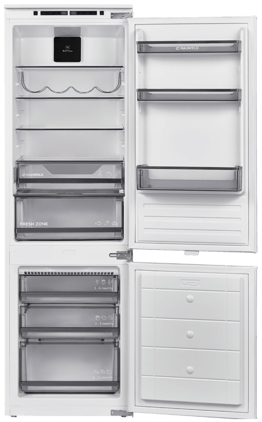 Встраиваемый двухкамерный холодильник Maunfeld MBF177NFFWGR Inverter No frost, белый фото 1