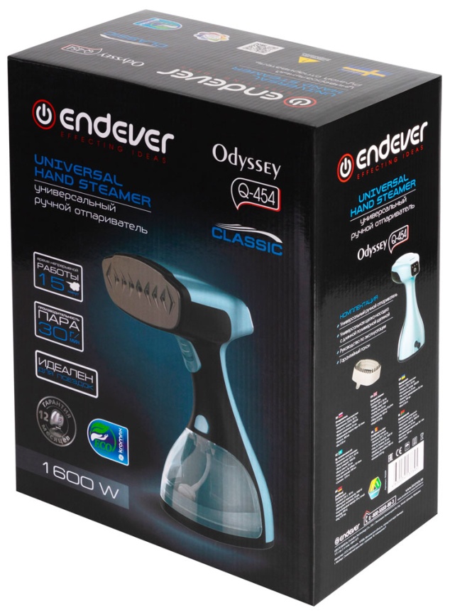 Отпариватель для одежды Endever Odyssey Q-454, черный/голубой фото 10