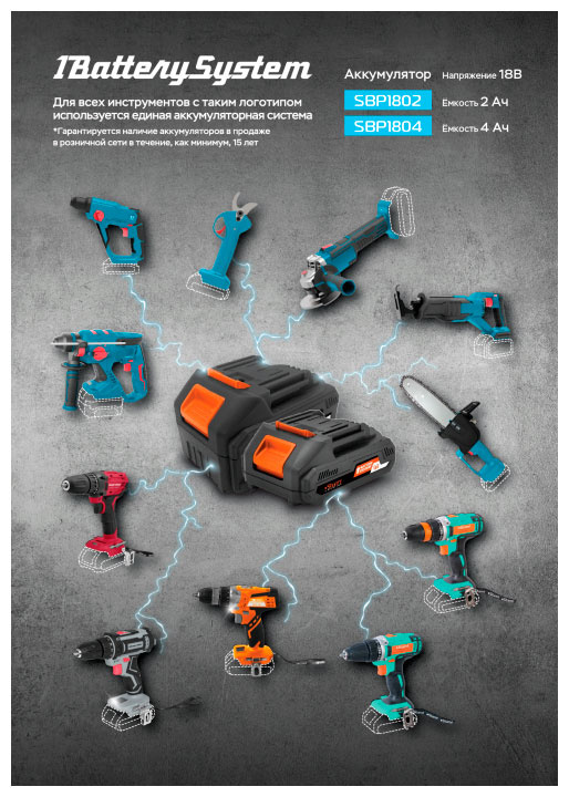 Аккумулятор Sturm! SBP1804 1BatterySystem, 18 В, 4 Ач фото 2