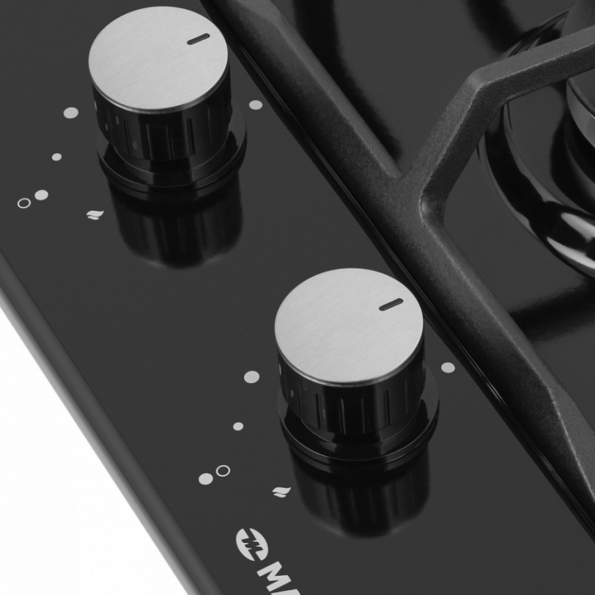 Газовая варочная панель Maunfeld EGHE.32.63CB/G 32 см, 2 конфорки электроподжиг газконтроль, черный фото 5