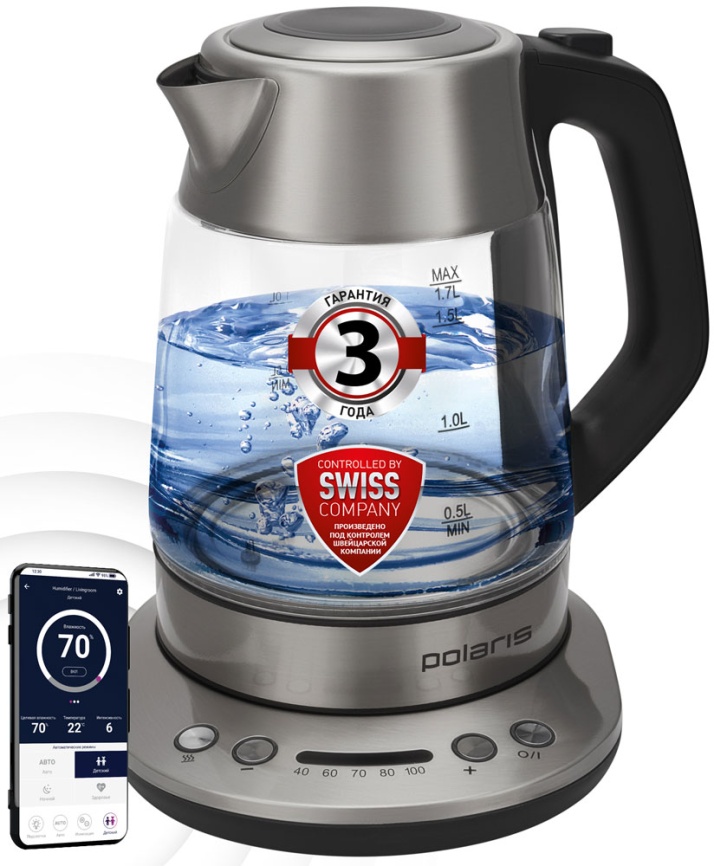 Чайник электрический Polaris PWK 1775CGLD WIFI IQ Home, матовый фото 2