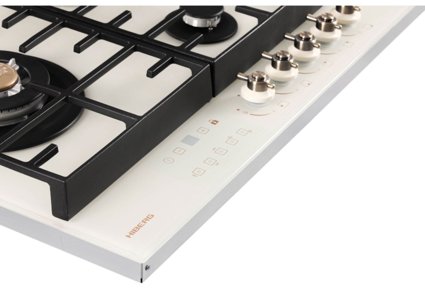 Газовая варочная панель Hiberg VM 9155 Y 87 см, 5 конфорок электроподжиг газконтроль, бежевый фото 7
