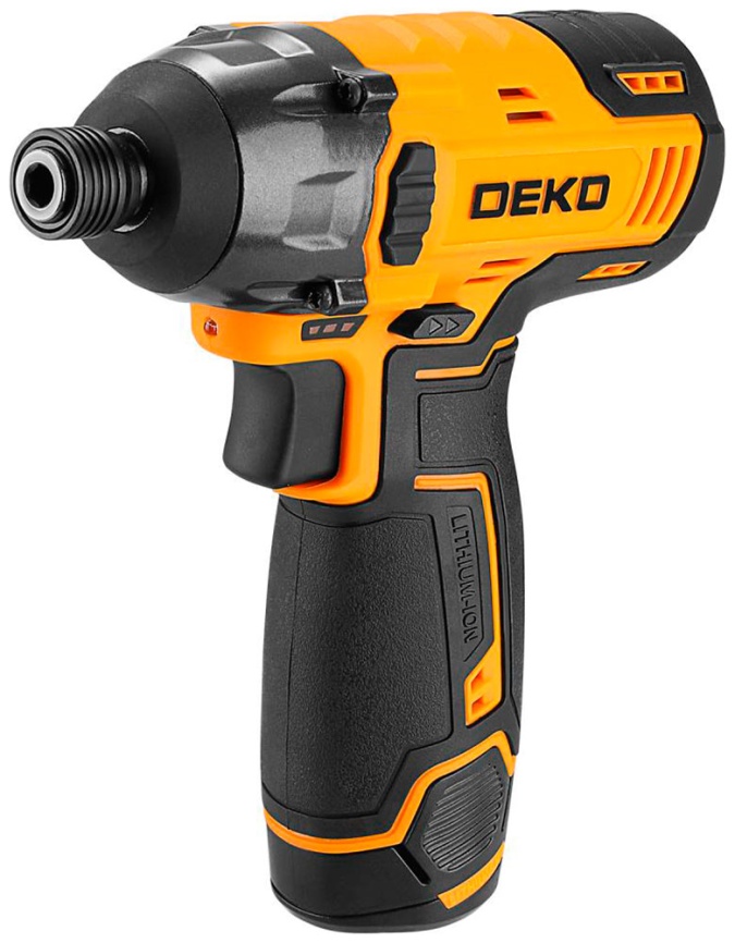 Винтоверт аккумуляторный ударный  Deko DKIS12-Li, с быстрозажимным патроном, 12В, 2*1.5 Ач, в кейсе, желто-черный фото 2