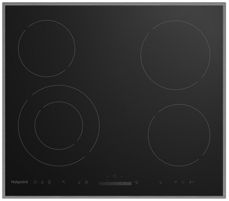 Электрическая варочная панель Hotpoint HR 6T2 X S 58 см, 4 конфорки стеклокерамика, черный фото 1
