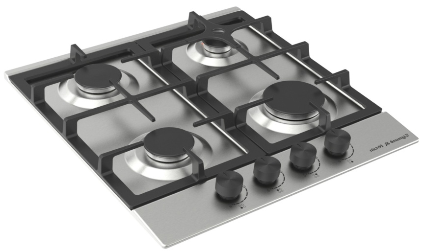 Газовая варочная панель Zigmund & Shtain G 15.4 S 46 см, 4 конфорки электроподжиг газконтроль, серебристый фото 3