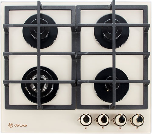 Газовая варочная панель De luxe GG4 750229F-TC-152 58 см, 4 конфорки электроподжиг газконтроль, бежевый фото 1