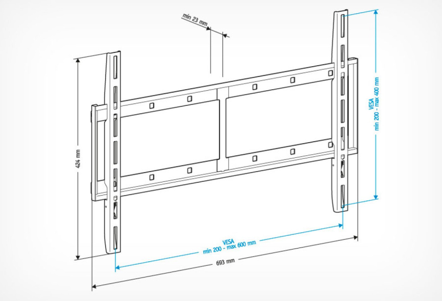 Кронштейн для телевизора Holder LCD-F6607-B LCD-F6607 черный 42 -65 макс.60кг настенный фиксированный фото 6