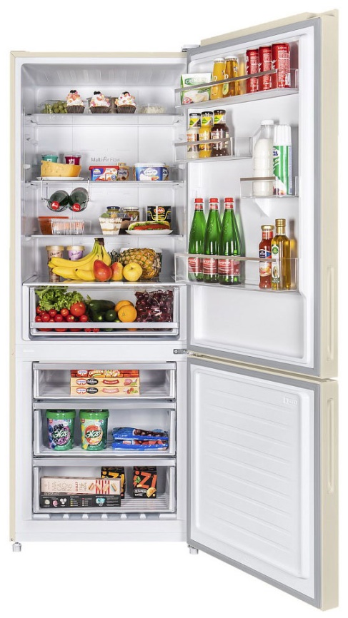 Двухкамерный холодильник Maunfeld MFF1857NFBG No frost, бежевый фото 2